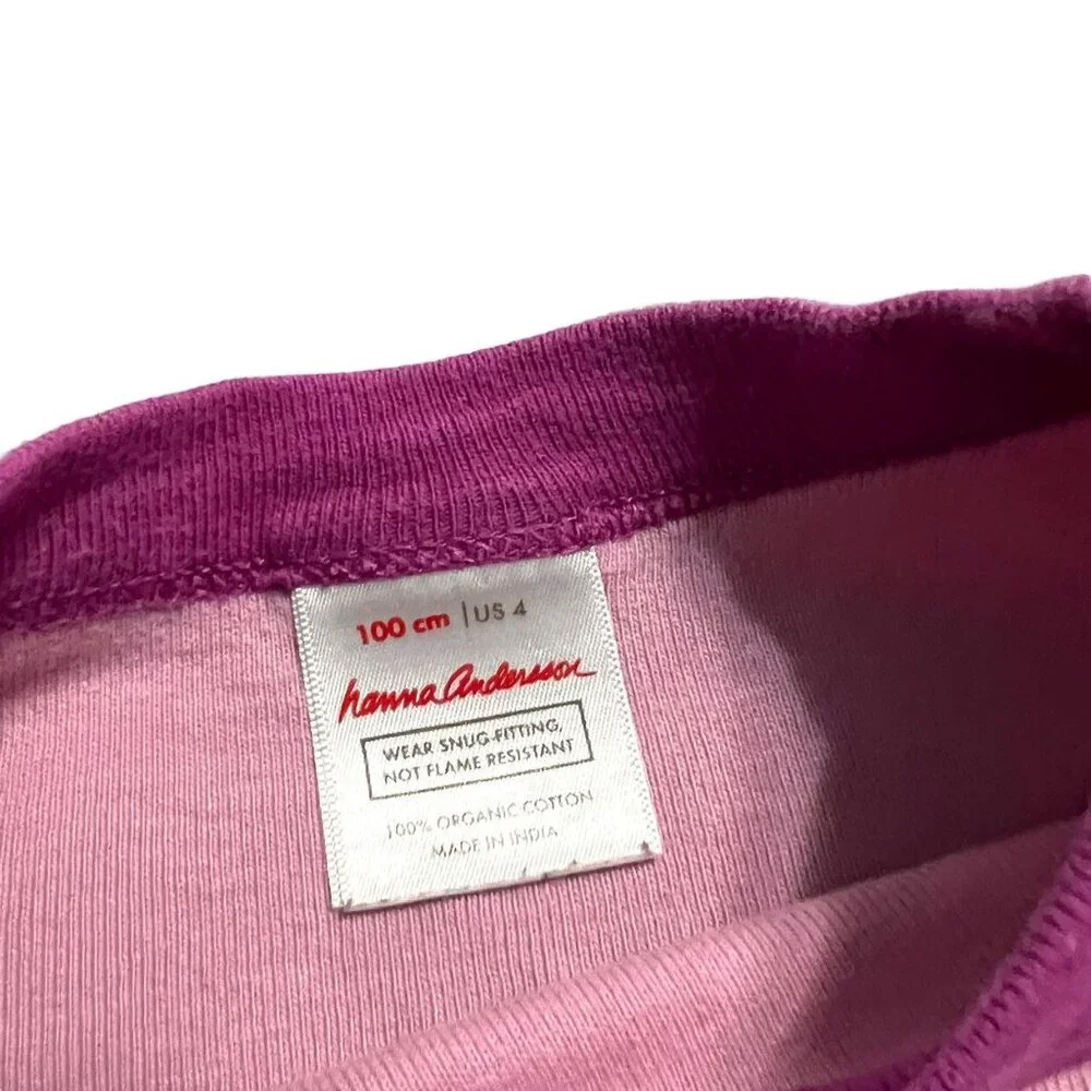 Hanna Andersson Sz 100 (4) Striped Cat Long John Pajamas